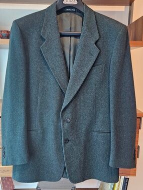 Vintage wool jacket by Dei Filzi, luxury Italy. Forest green. IT48.